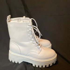 White Combat Boots